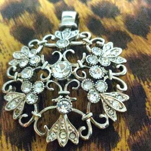 Premier Designs Elegant Silver Pendant Enhancer with Crystal Accents